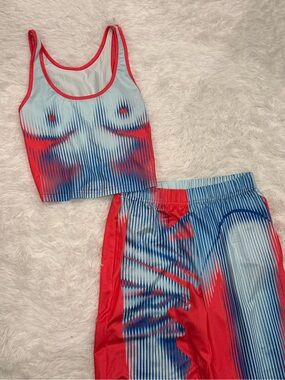 Women’s Watermelon Pink & Light Blue Thermal heat set